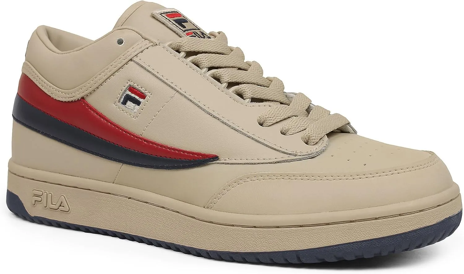 Fila mens T1 Mid Fashion Sneaker, Cream/Peacoat/Red, 11 US