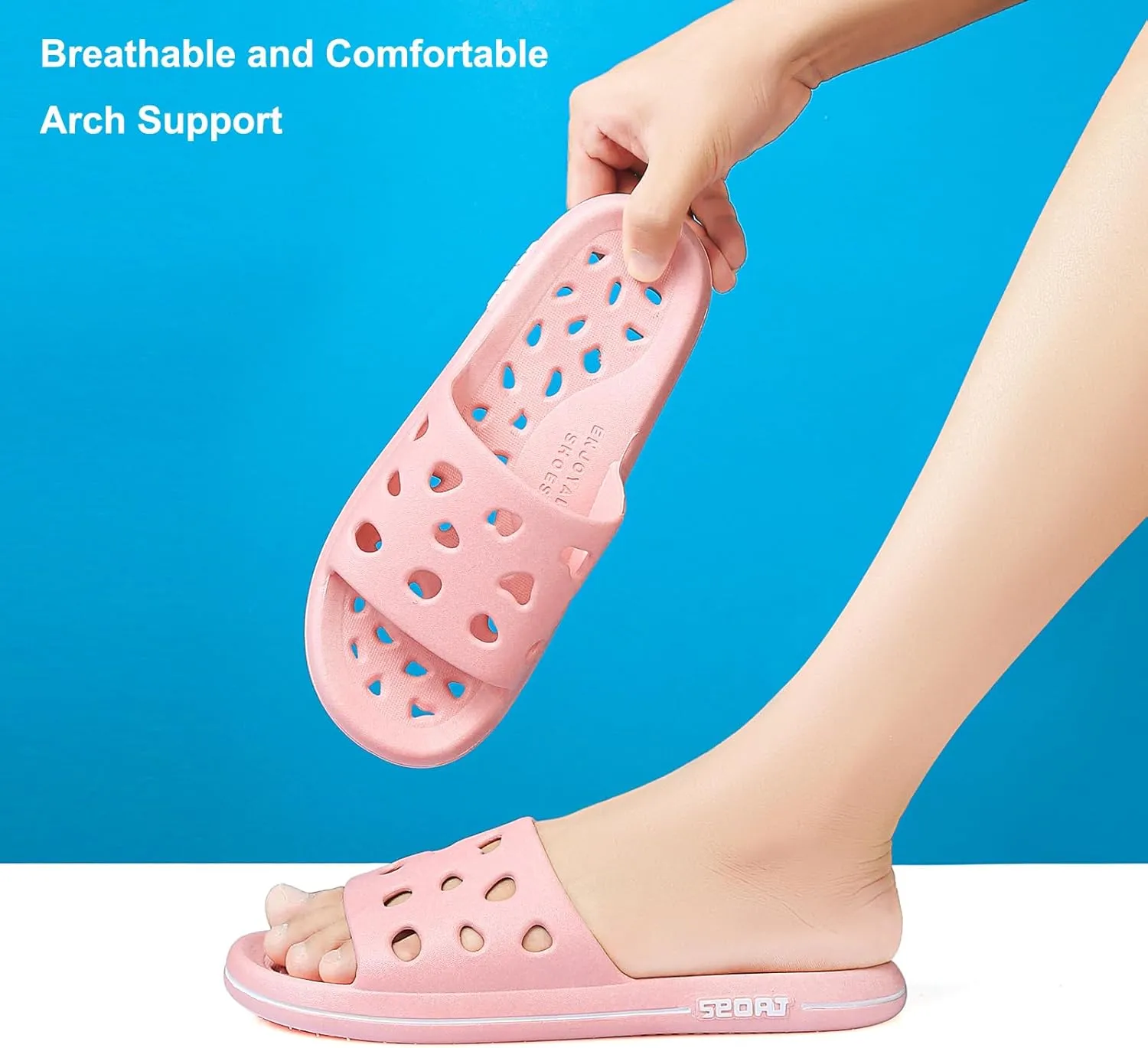 FINLEEO Shower Sandals with Drainage Holes - Quick Drying Bathroom & Gym Slippers for Men and Women