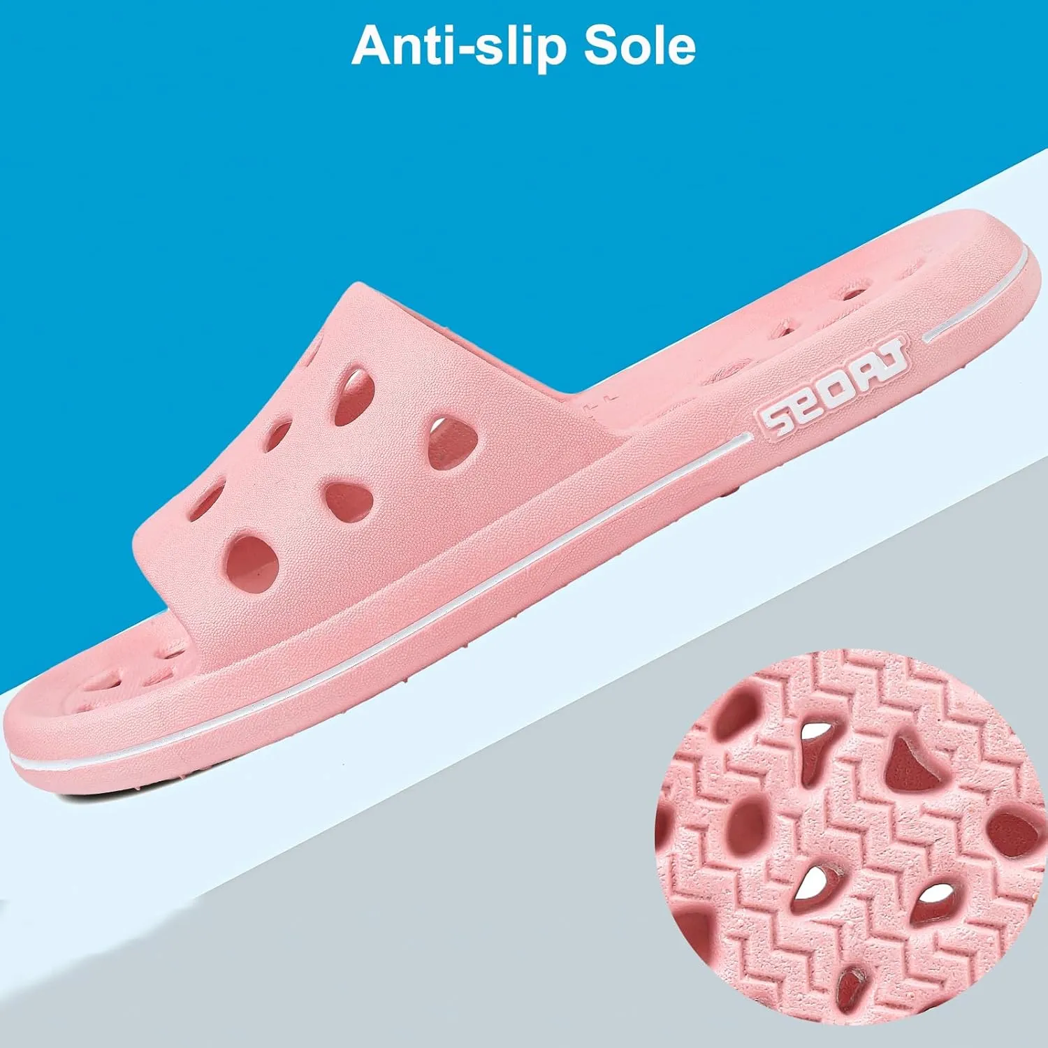 FINLEEO Shower Sandals with Drainage Holes - Quick Drying Bathroom & Gym Slippers for Men and Women