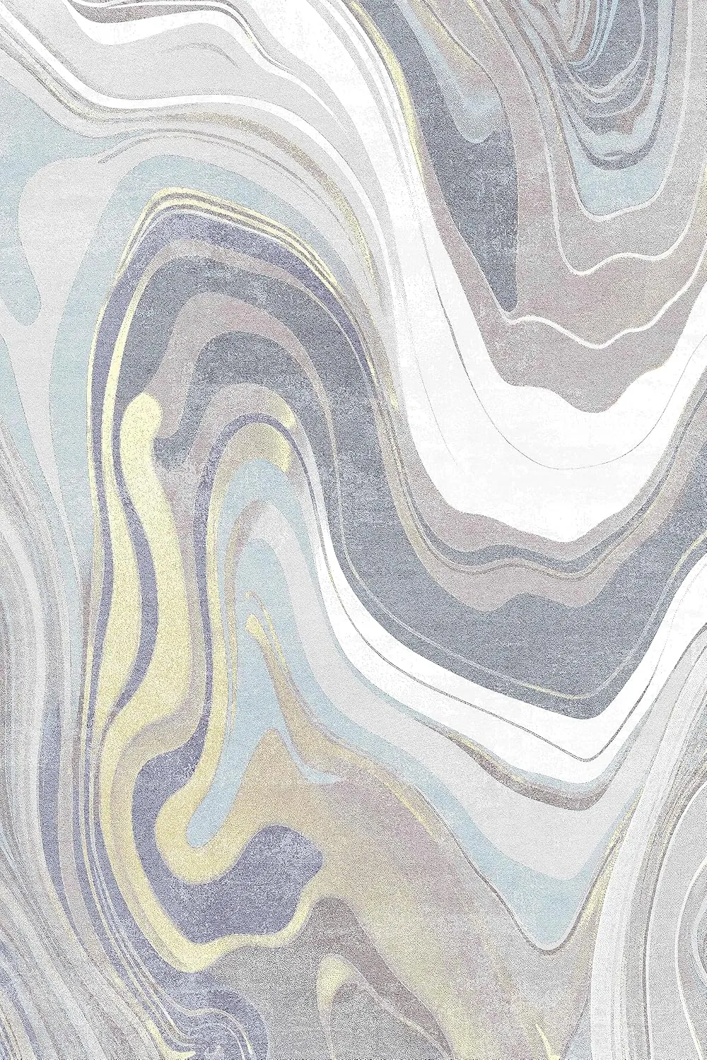 FINOREN Mountain Ripple Area Rug,4x6 Feet,for Living Room,Bedroom,Kitchen,Hallway,Non-Slip Backing,Soft Washable Rug,Gray-Blue