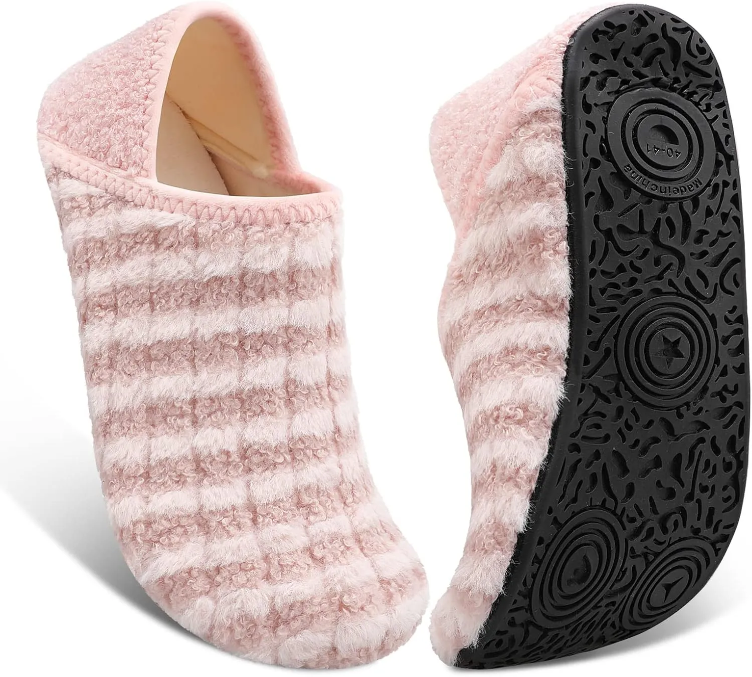Fires Womens Mens Slippers with Rubber Sole Soft-Lightweight House Slipper Socks Around House Shoes Non Slip Indoor/Outdoor