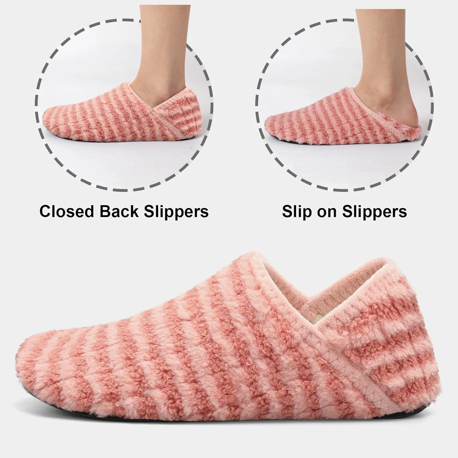 Fires Womens Mens Slippers with Rubber Sole Soft-Lightweight House Slipper Socks Around House Shoes Non Slip Indoor/Outdoor