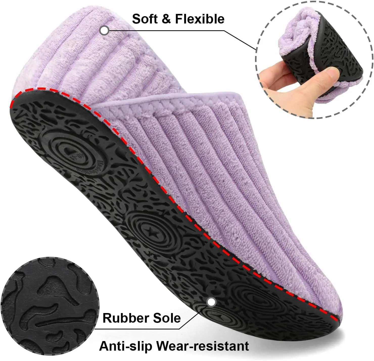 Fires Womens Mens Slippers with Rubber Sole Soft-Lightweight House Slipper Socks Around House Shoes Non Slip Indoor/Outdoor