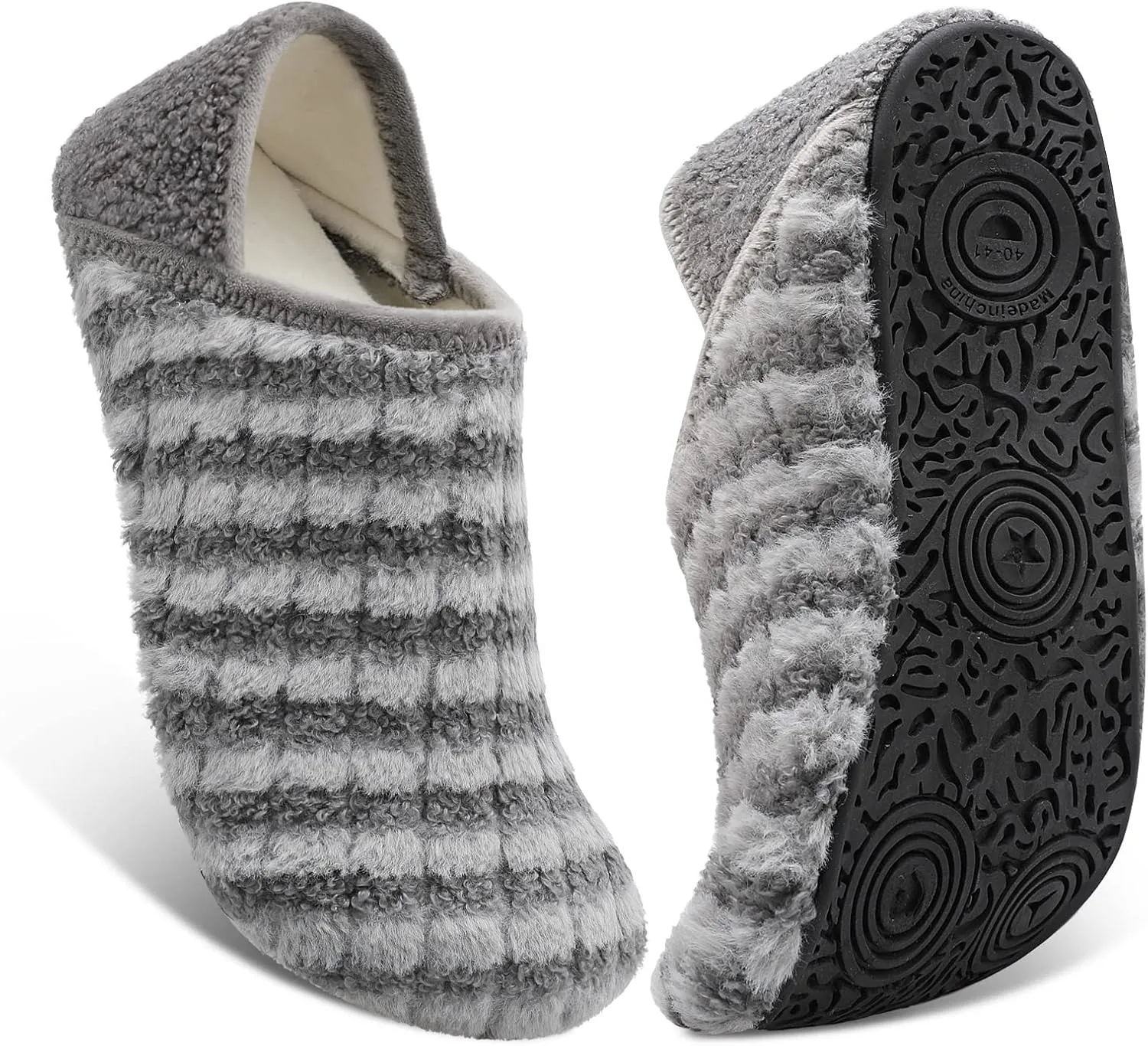 Fires Womens Mens Slippers with Rubber Sole Soft-Lightweight House Slipper Socks Around House Shoes Non Slip Indoor/Outdoor