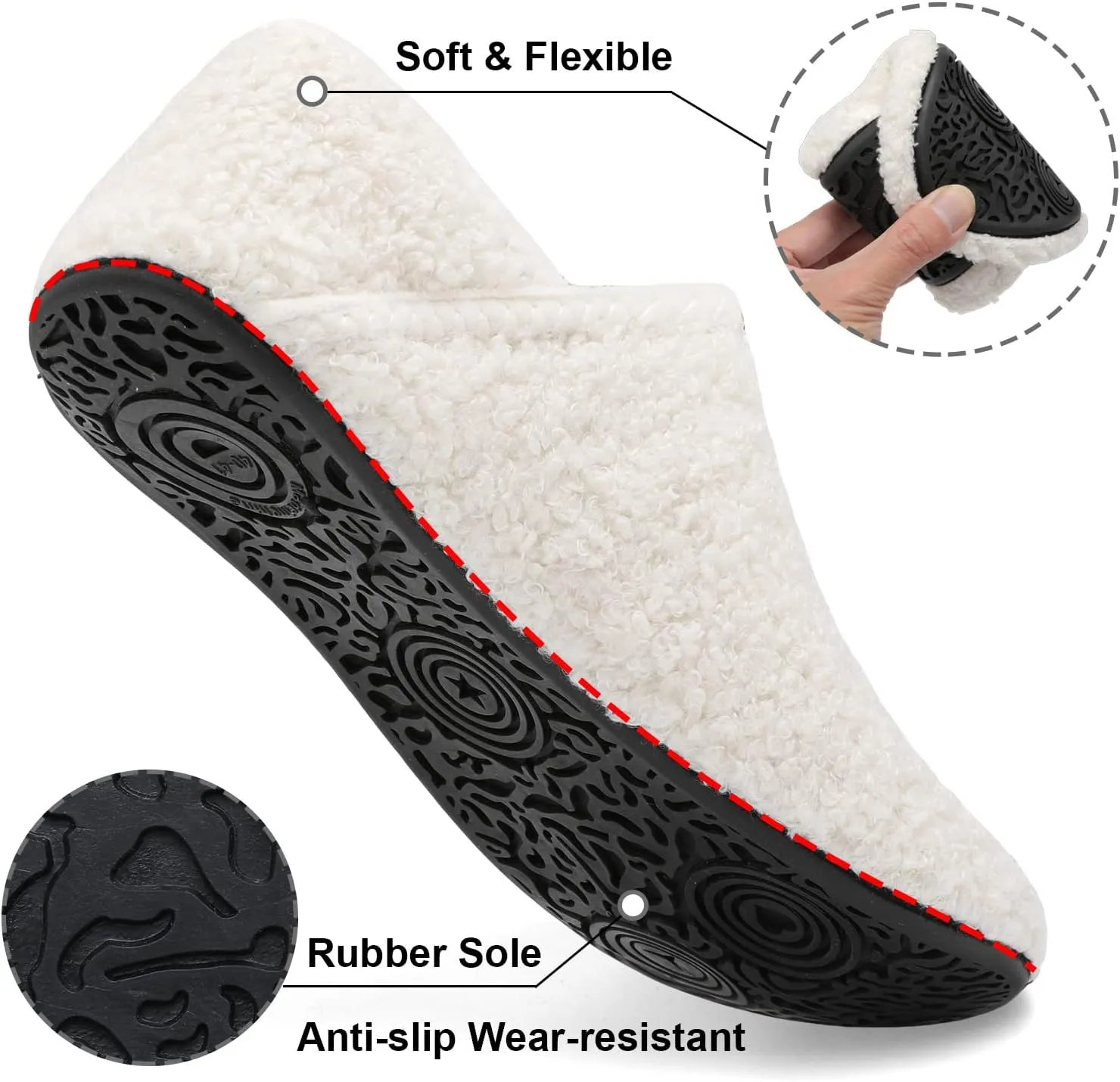 Fires Womens Mens Slippers with Rubber Sole Soft-Lightweight House Slipper Socks Around House Shoes Non Slip Indoor/Outdoor