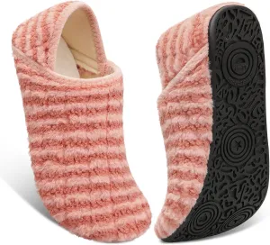 Fires Womens Mens Slippers with Rubber Sole Soft-Lightweight House Slipper Socks Around House Shoes Non Slip Indoor/Outdoor