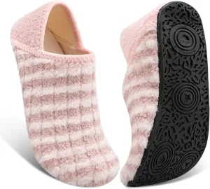 Fires Womens Mens Slippers with Rubber Sole Soft-Lightweight House Slipper Socks Around House Shoes Non Slip Indoor/Outdoor