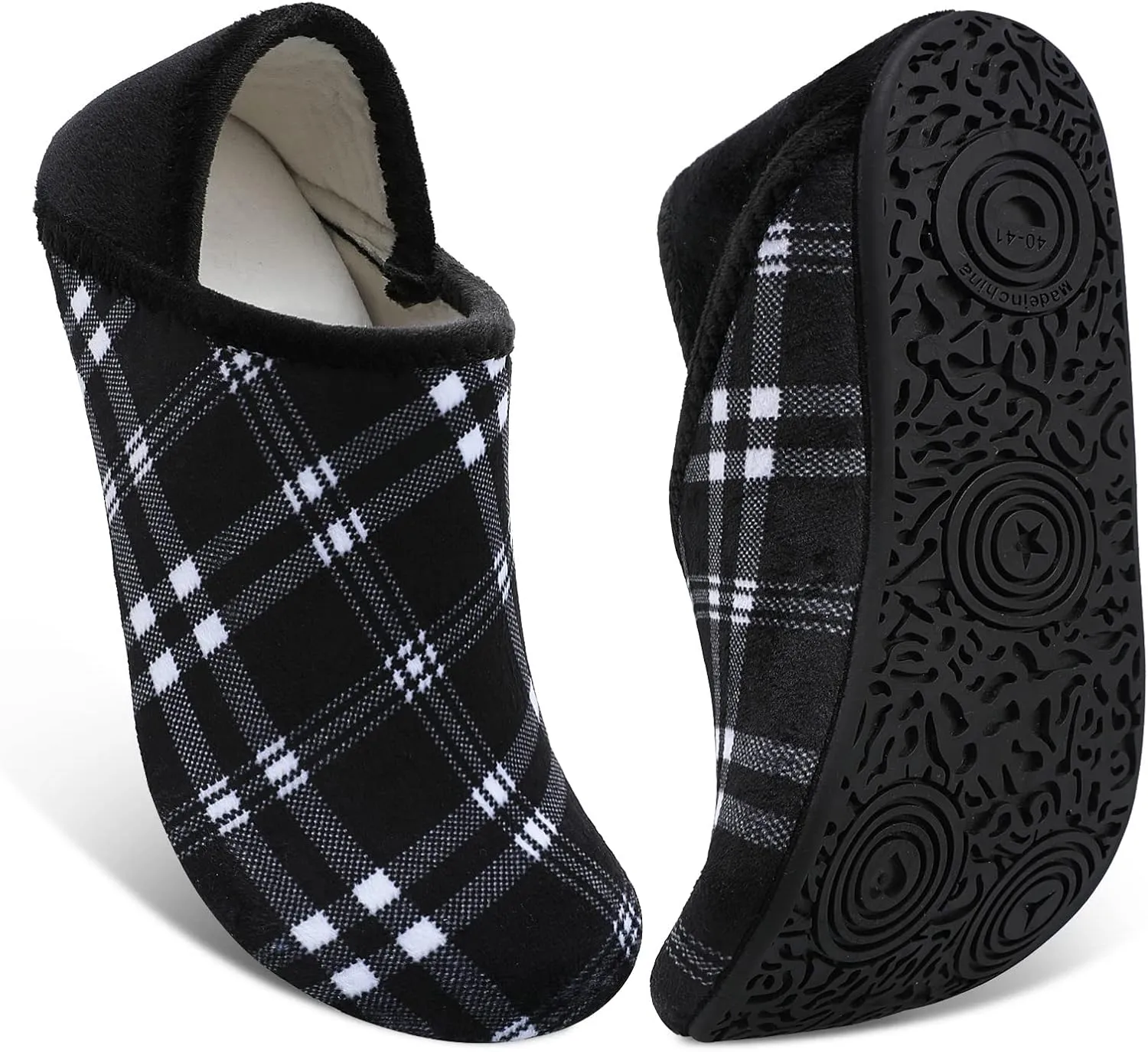 Fires Womens Mens Slippers with Rubber Sole Soft-Lightweight House Slipper Socks Around House Shoes Non Slip Indoor/Outdoor