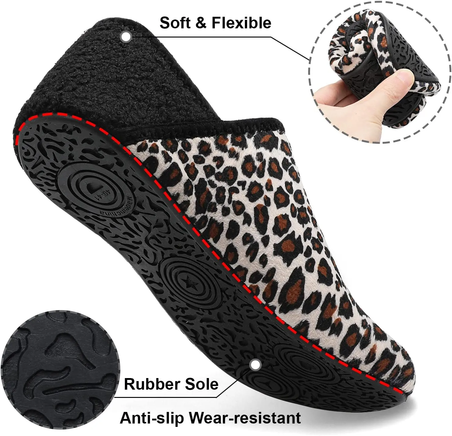 Fires Womens Mens Slippers with Rubber Sole Soft-Lightweight House Slipper Socks Around House Shoes Non Slip Indoor/Outdoor