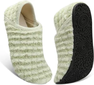 Fires Womens Mens Slippers with Rubber Sole Soft-Lightweight House Slipper Socks Around House Shoes Non Slip Indoor/Outdoor
