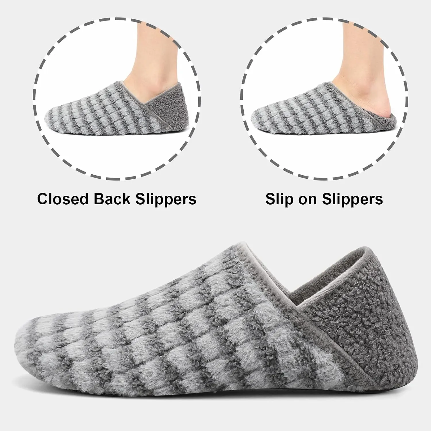 Fires Womens Mens Slippers with Rubber Sole Soft-Lightweight House Slipper Socks Around House Shoes Non Slip Indoor/Outdoor