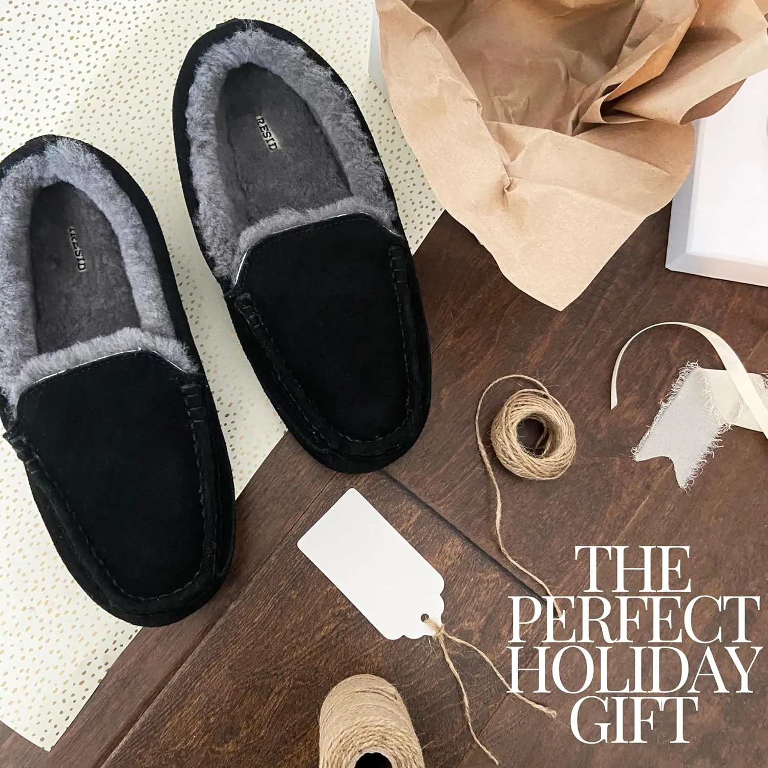 Fireside by Dearfoams Men's Melbourne Shearling Indoor/Outdoor Moccasin Slipper with Wide Widths