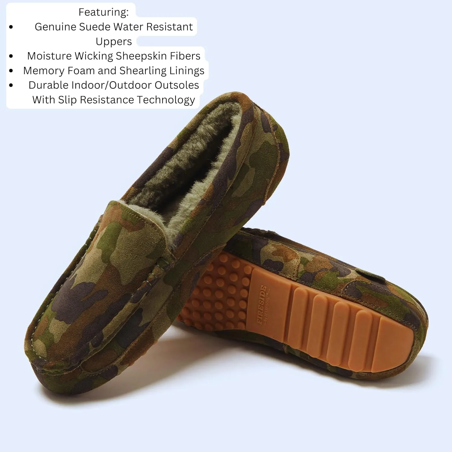 Fireside by Dearfoams Men's Melbourne Shearling Indoor/Outdoor Moccasin Slipper with Wide Widths