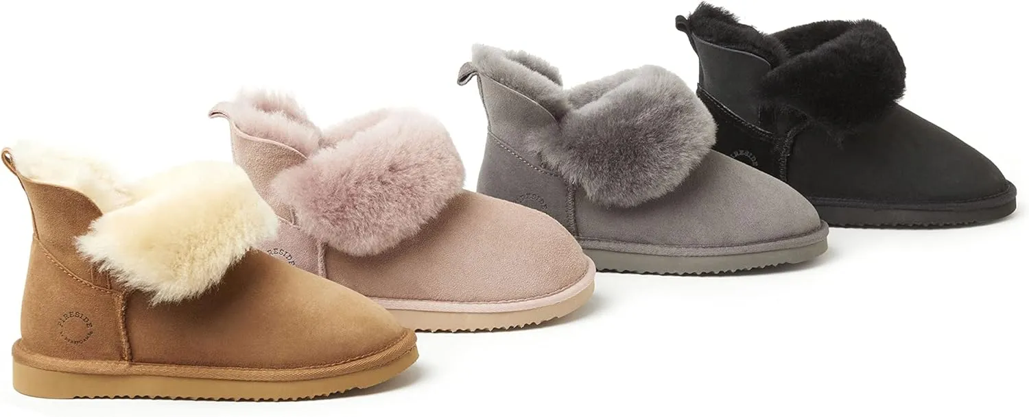 Fireside by Dearfoams Unisex-Child Bunbury Shearling Indoor/Outdoor Folddown Boot Fashion