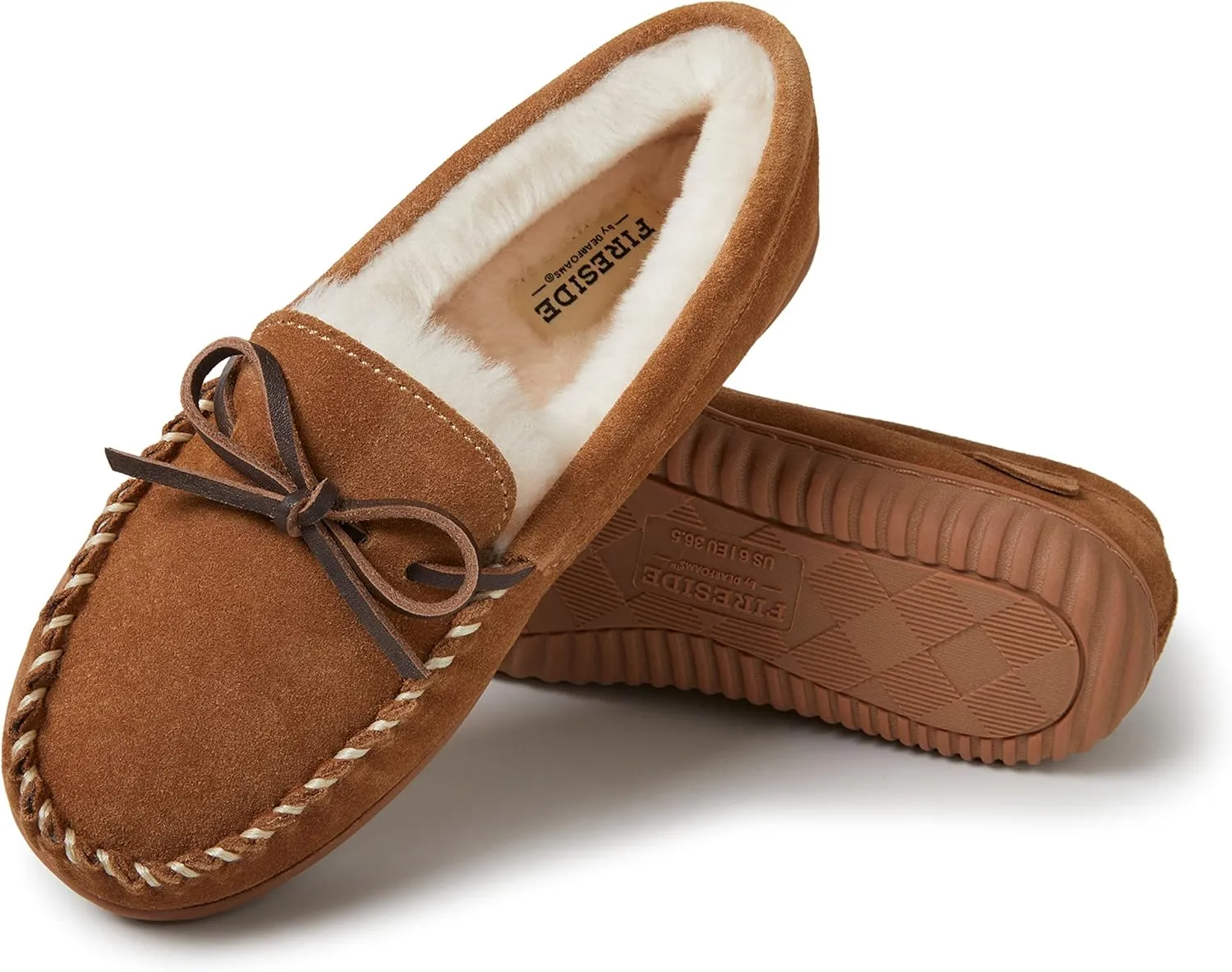 Fireside by Dearfoams Women's Alice Springs Shearling Indoor/Outdoor Moccasin Slipper
