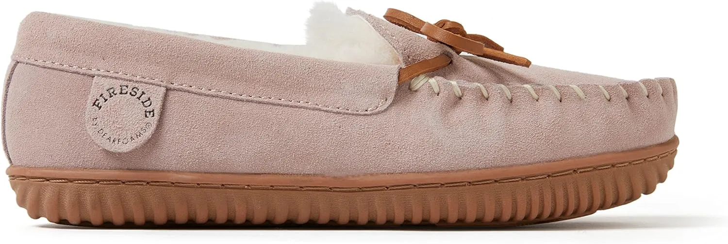 Fireside by Dearfoams Women's Alice Springs Shearling Indoor/Outdoor Moccasin Slipper