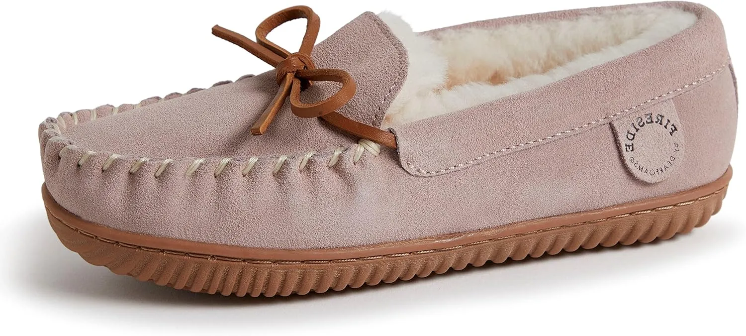 Fireside by Dearfoams Women's Alice Springs Shearling Indoor/Outdoor Moccasin Slipper