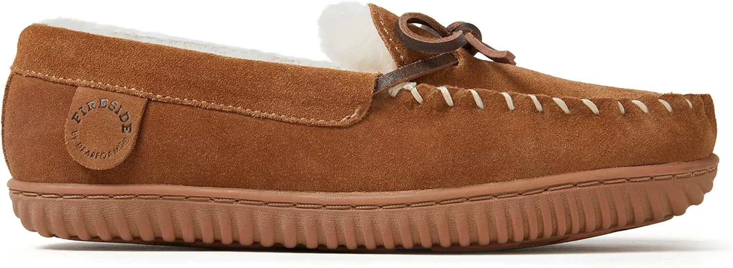 Fireside by Dearfoams Women's Alice Springs Shearling Indoor/Outdoor Moccasin Slipper