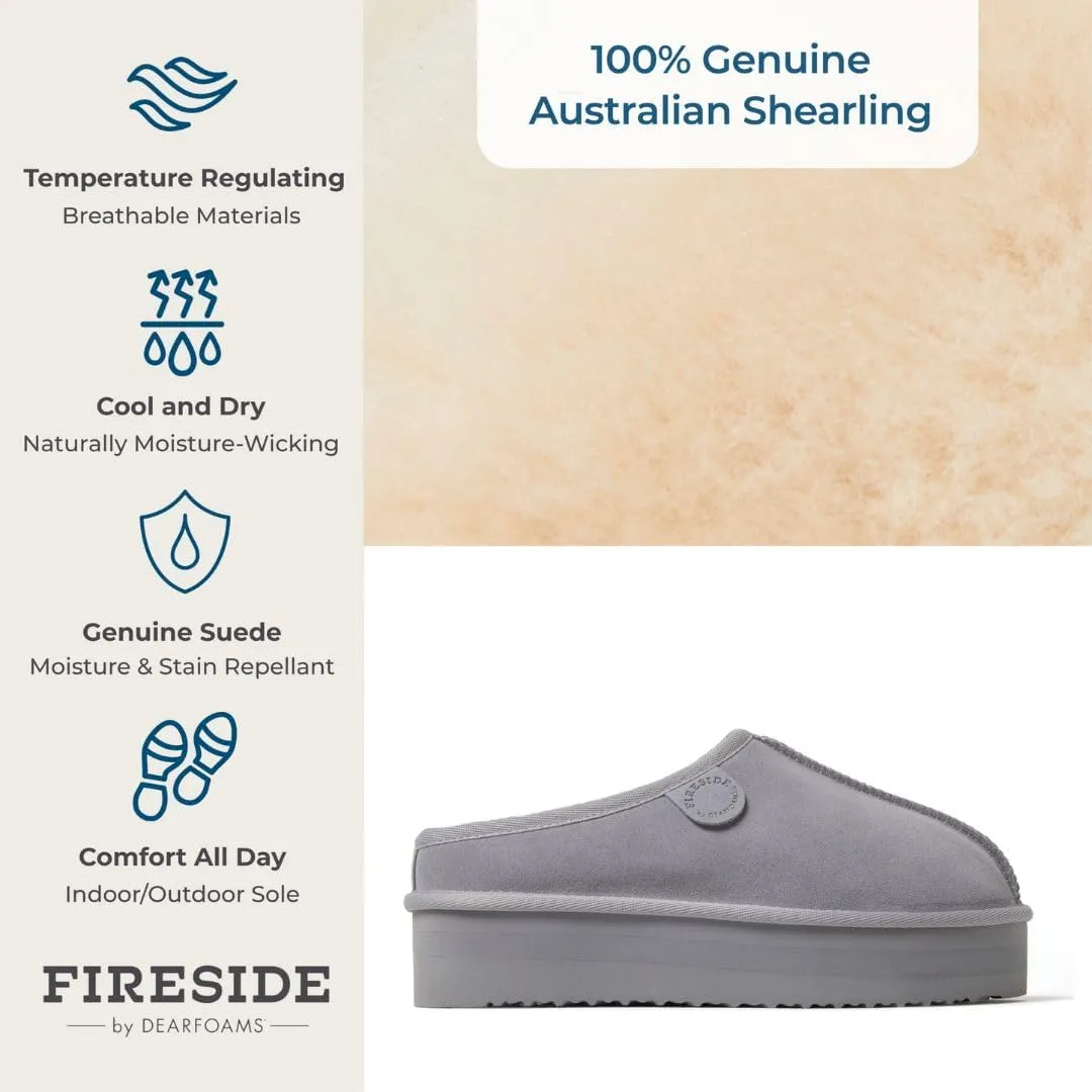 Fireside by Dearfoams Women's Greta Genuine Shearling Indoor Outdoor Clog