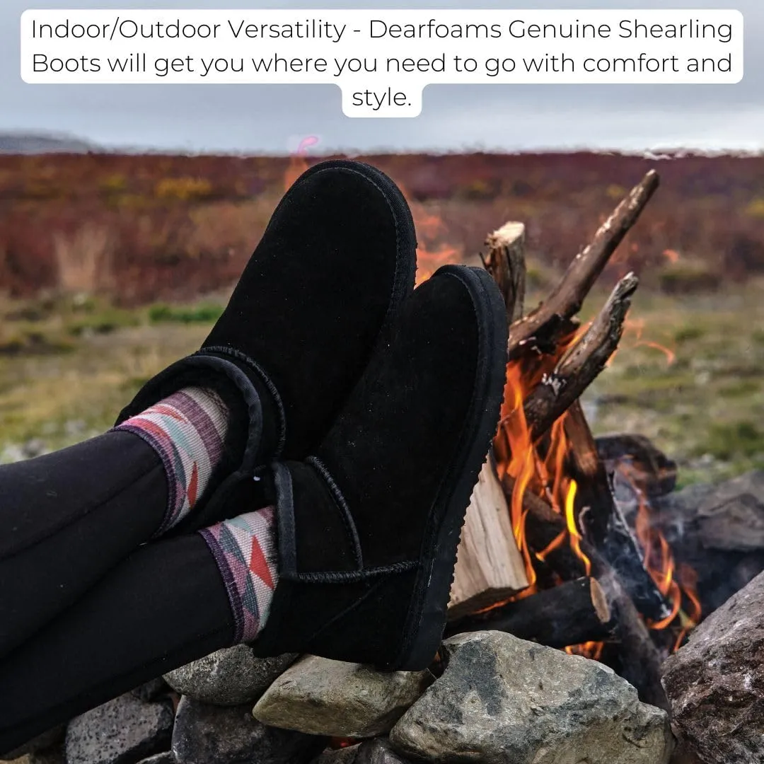 Fireside by Dearfoams Women's Riverland Shearling Fur Lined Mini Ankle Boot with Platform Slipper