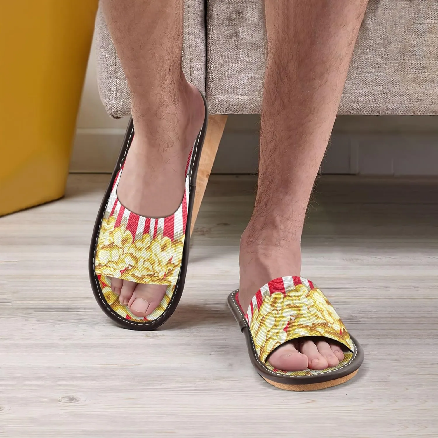 Fisyme Slippers for Women Men Slip-On Open Toe Indoor Outdoor House Shoes Home Slipper