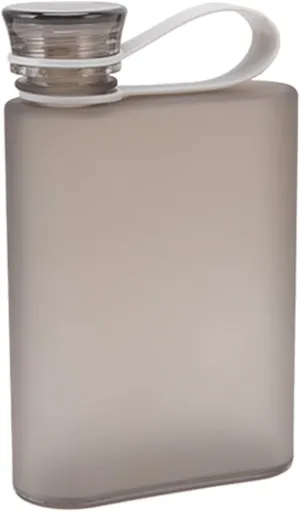 Flat Water Bottle, 380ml Transparent A5 Water Bottle Leak Proof Rectangle Water Bottles Handbag Cold Flask for Outdoor Sport Gym Camping Hiking, 4.1 x 6.4in (Grey)