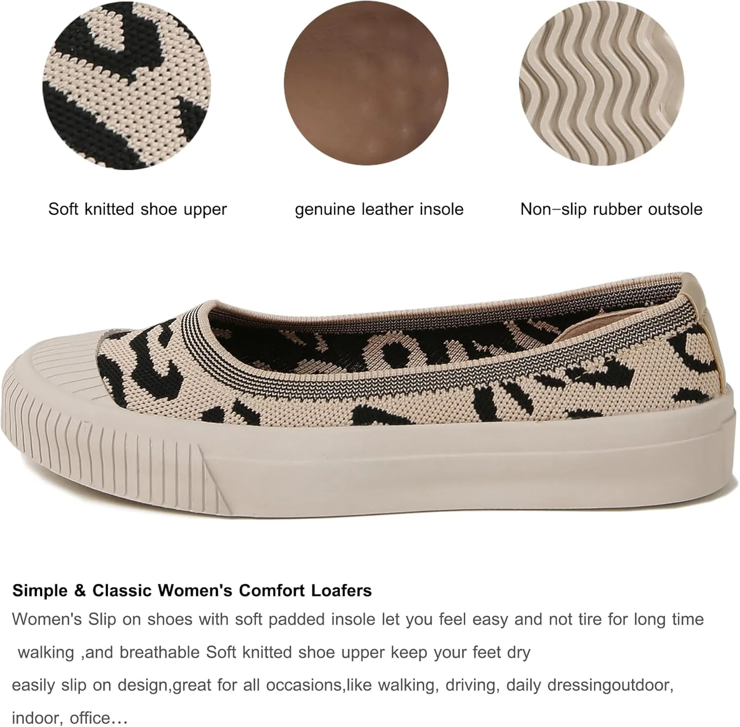 Flats for Women Knit Shoes Round Toe Ballet Flats Slip On Walking Flat Shoe Comfort Soft