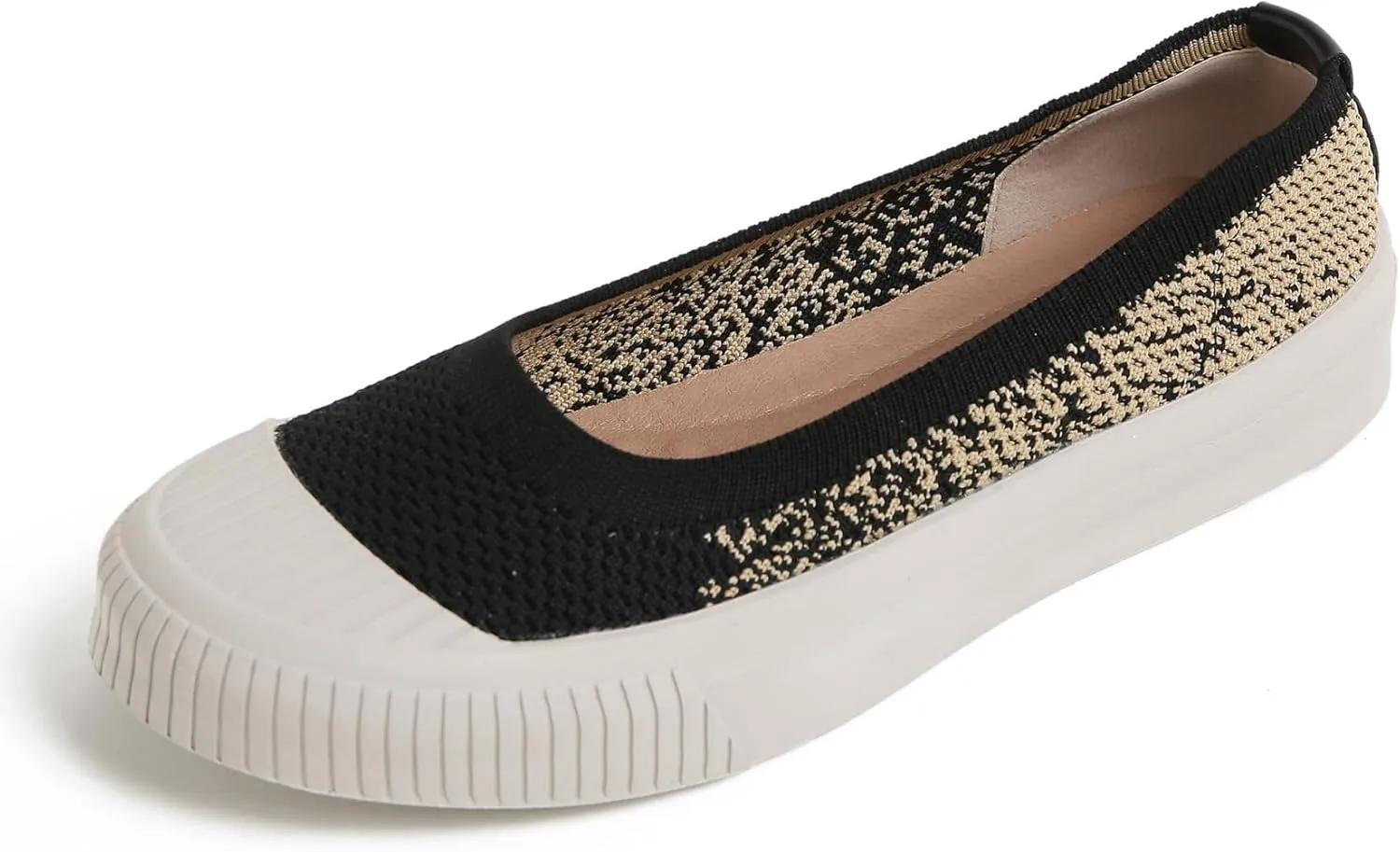 Flats for Women Knit Shoes Round Toe Ballet Flats Slip On Walking Flat Shoe Comfort Soft