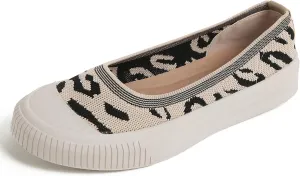 Flats for Women Knit Shoes Round Toe Ballet Flats Slip On Walking Flat Shoe Comfort Soft