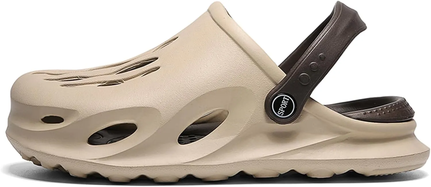 FLIOZY Mens Casual Slip-On Hollow Out Arch Support Clogs Garden Shoes Slip-on Outdoor Beach Slippers