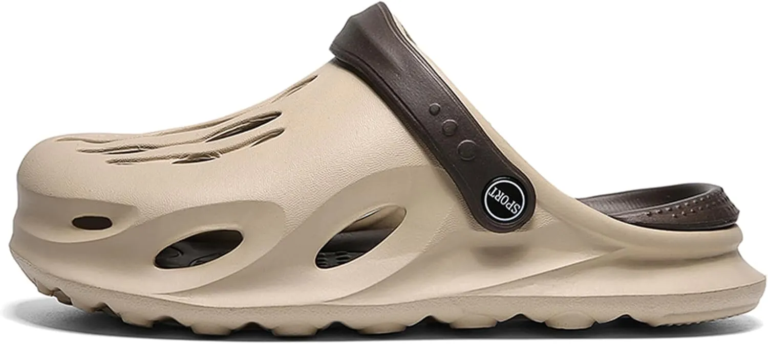 FLIOZY Mens Casual Slip-On Hollow Out Arch Support Clogs Garden Shoes Slip-on Outdoor Beach Slippers
