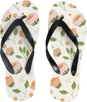 Flip Flops Floral Flowers Leaves Orange Green Slide Sandals Summer Beach Slippers Thong Sandal Casual Yoga Mat Flat Slides for Women Men