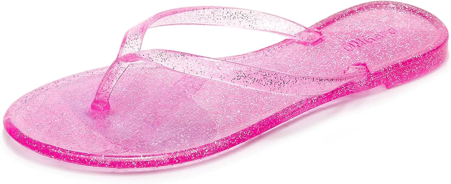 Flip Flops for Women Jelly Sandals Thong Flats Jellies Shoes Clear Slipper Summer Beach Pool Slides Size 10 Slip On Quick Drying Soft