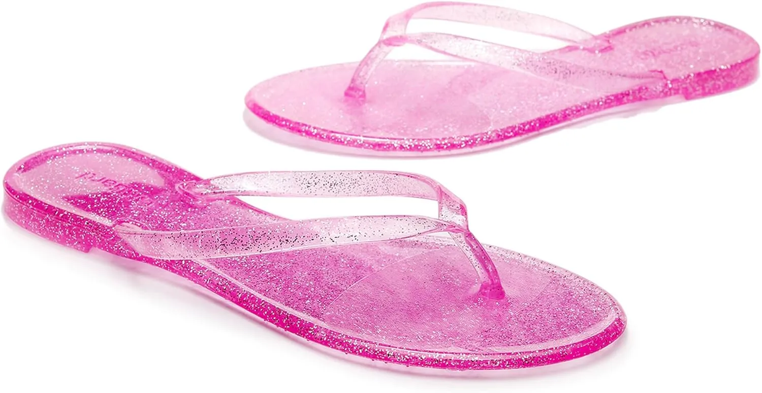 Flip Flops for Women Jelly Sandals Thong Flats Jellies Shoes Clear Slipper Summer Beach Pool Slides Size 10 Slip On Quick Drying Soft