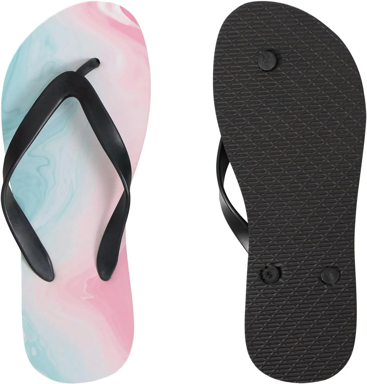 Flip Flops Marble Stone Ink Abstract Pink Blue Slide Sandals Summer Beach Slippers Thong Sandal Casual Yoga Mat Flat Slides for Women Men