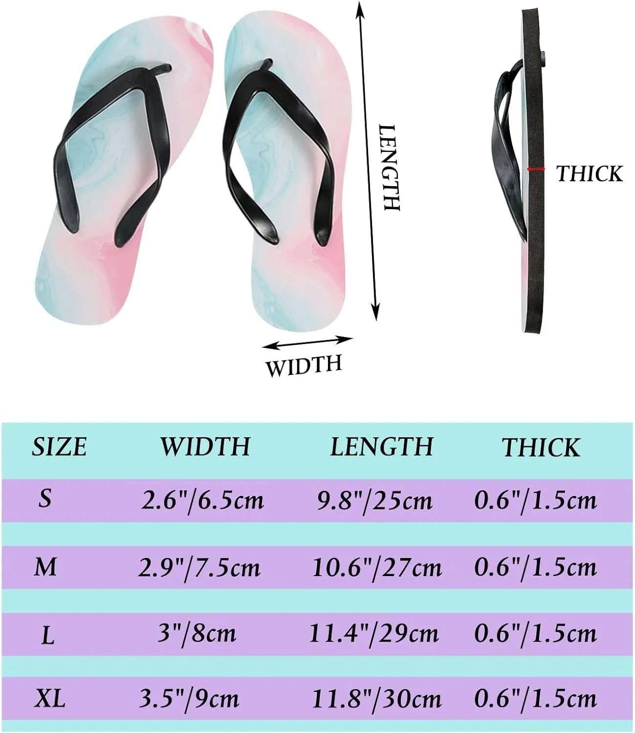 Flip Flops Marble Stone Ink Abstract Pink Blue Slide Sandals Summer Beach Slippers Thong Sandal Casual Yoga Mat Flat Slides for Women Men