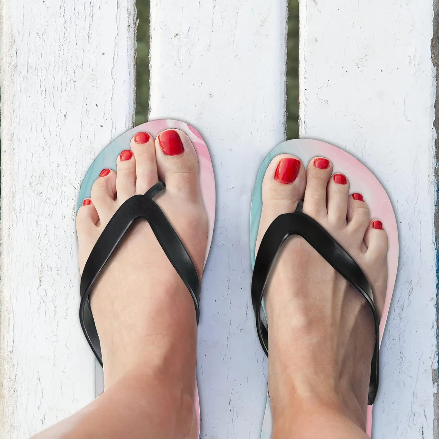 Flip Flops Marble Stone Ink Abstract Pink Blue Slide Sandals Summer Beach Slippers Thong Sandal Casual Yoga Mat Flat Slides for Women Men