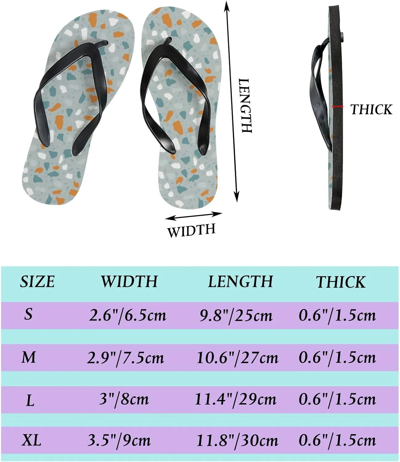 Flip Flops Terrazzo Style Textured Mosaics Marble Metal Stone Geometric Abstract Slide Sandals Summer Beach Slippers Thong Sandal Casual Yoga Mat Flat Slides for Women Men