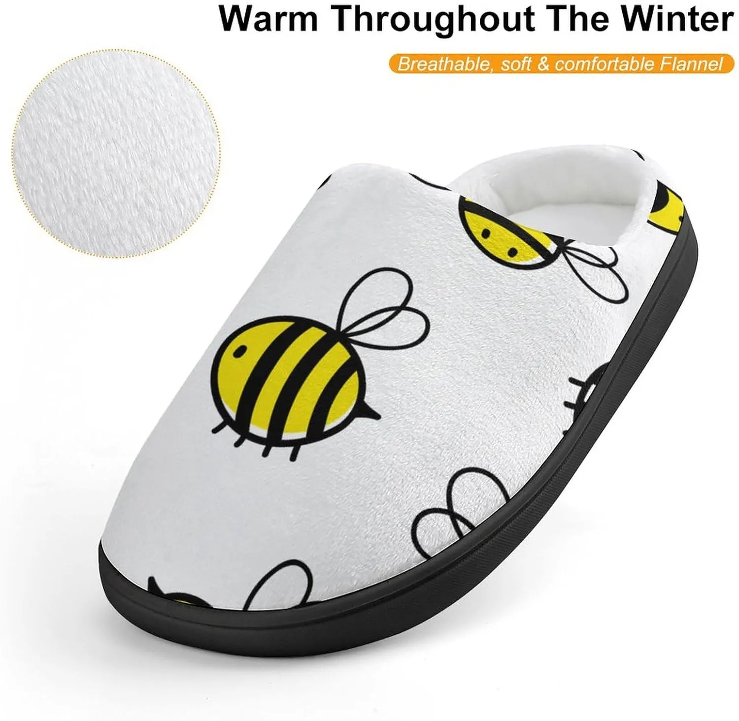 Flying Bumble Bees Boys Girls House Slippers with Microfleece Lining Cozy Household Shoes Non-slip for Kids
