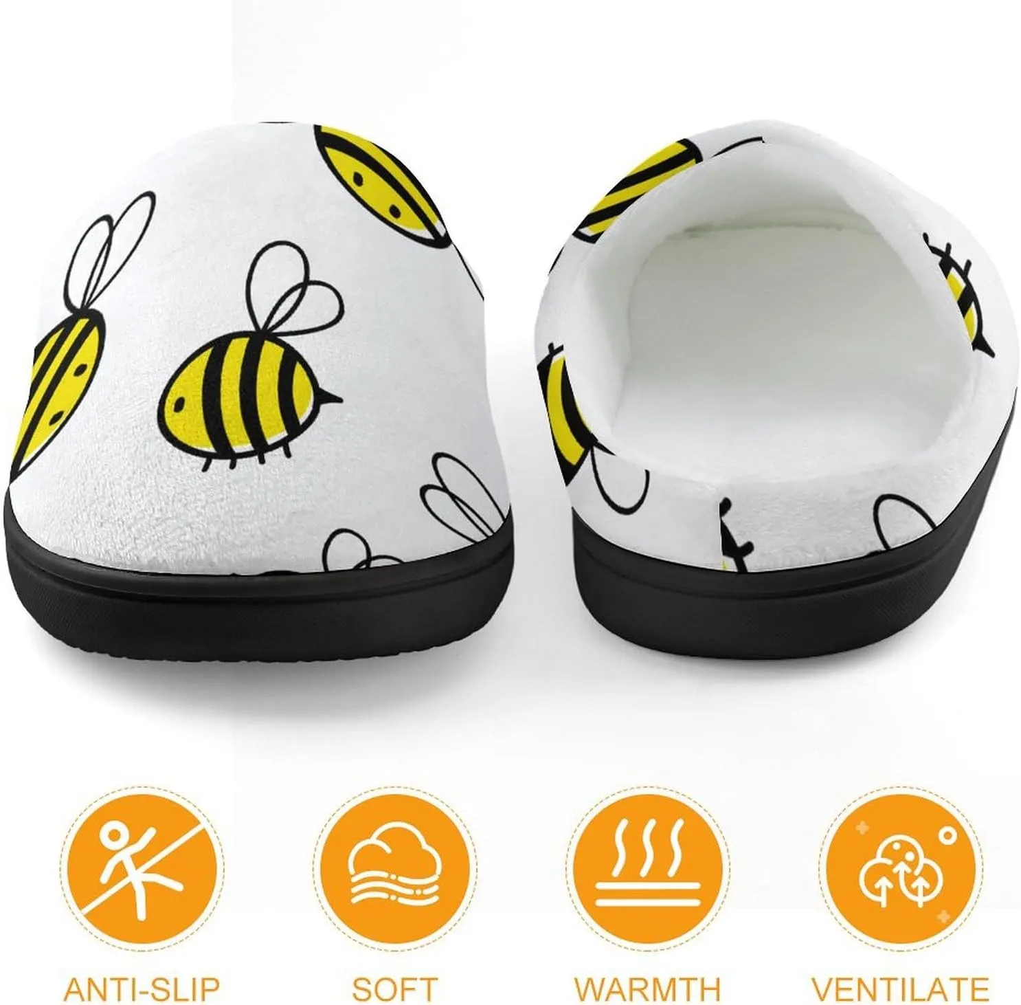 Flying Bumble Bees Boys Girls House Slippers with Microfleece Lining Cozy Household Shoes Non-slip for Kids