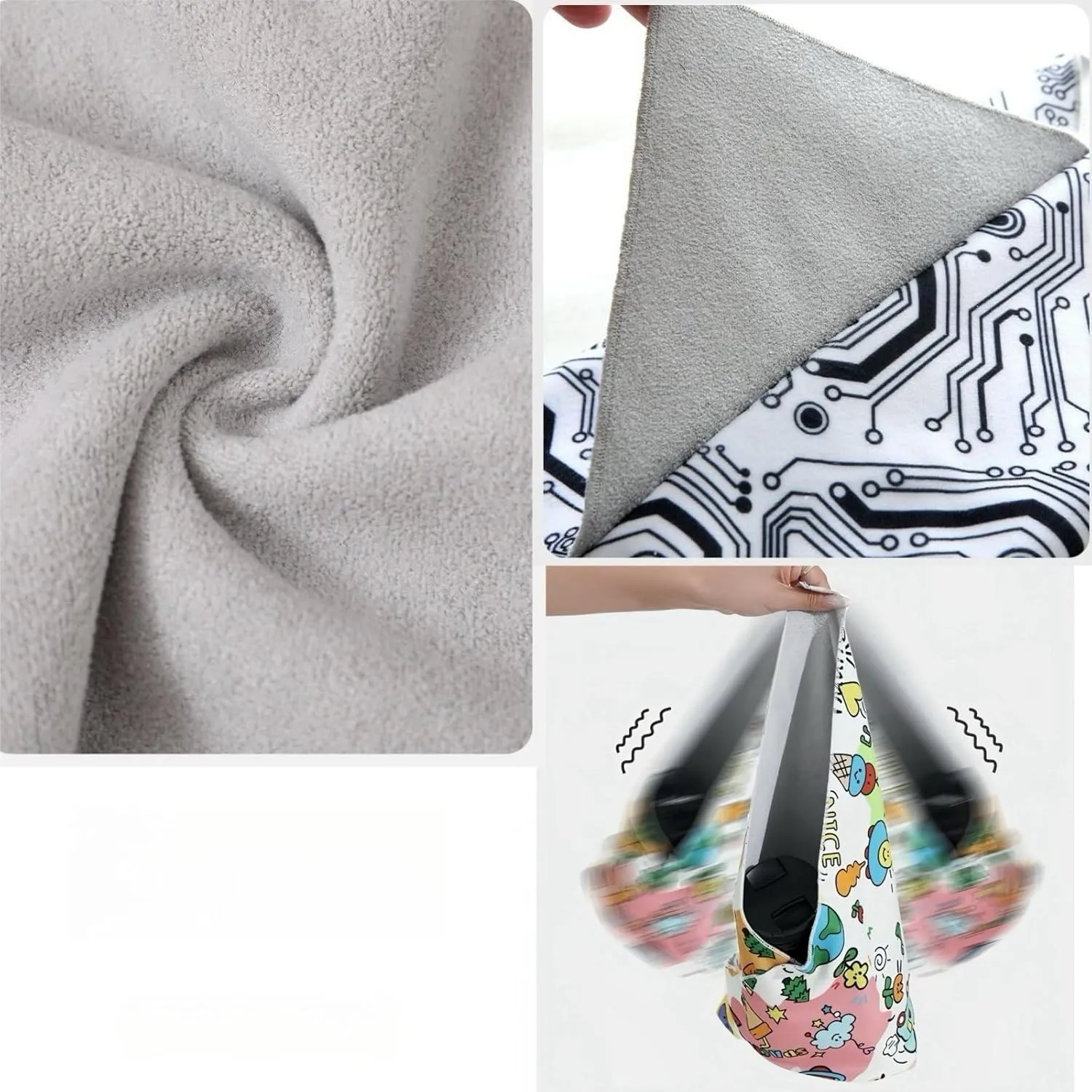 Foldable Magic Wrap Travel Makeup Bag: Lay Flat, Expandable, Soft & Washable Magic Self-Adhesive Cloth for Cosmetics，3pcs Pack