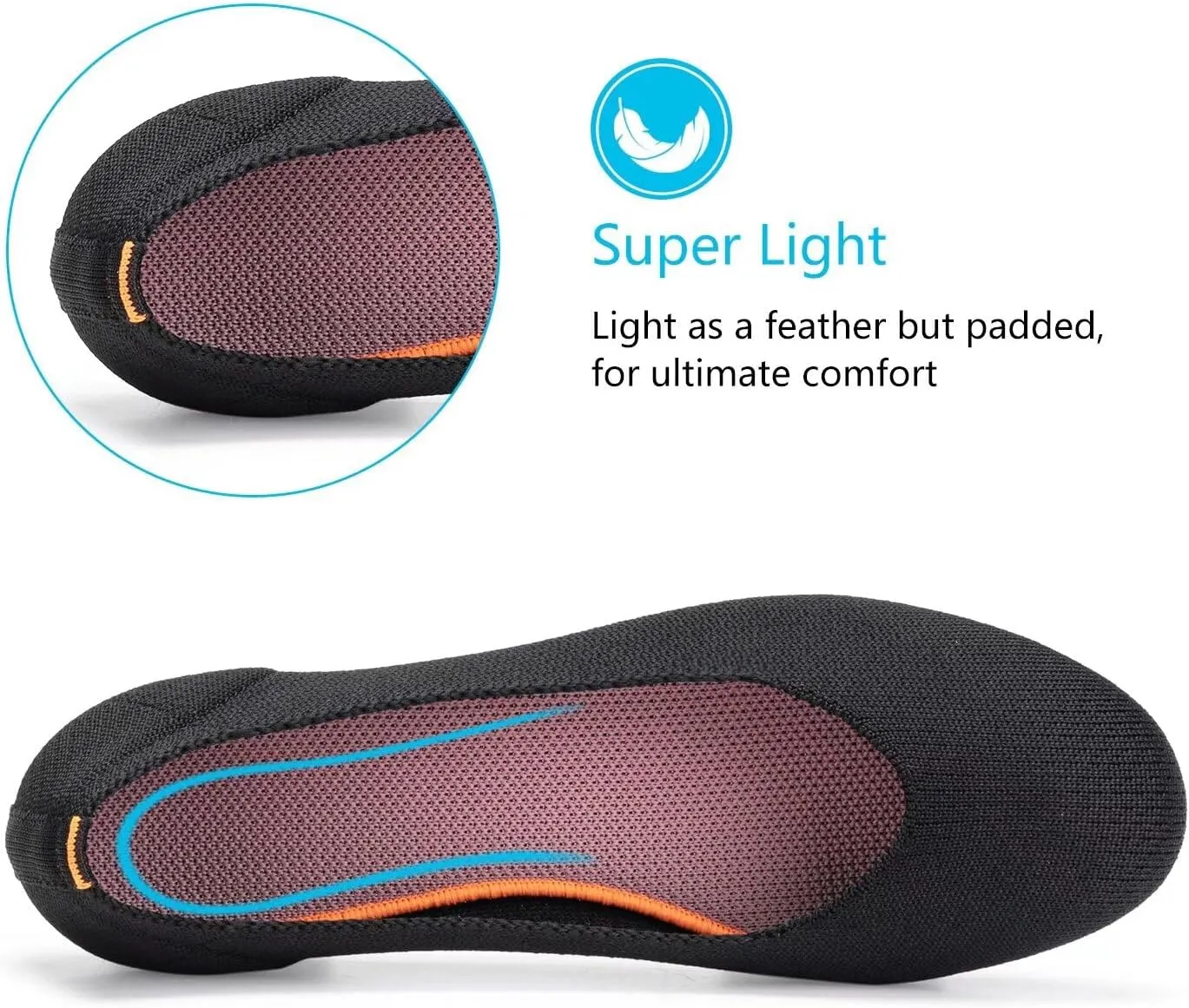 Frank Mully Women’s Ballet Flat Shoes Knit Dress Shoes Round Toe Slip On Ballerina Walking Flats Shoes for Woman Low Wedge Comfort Soft
