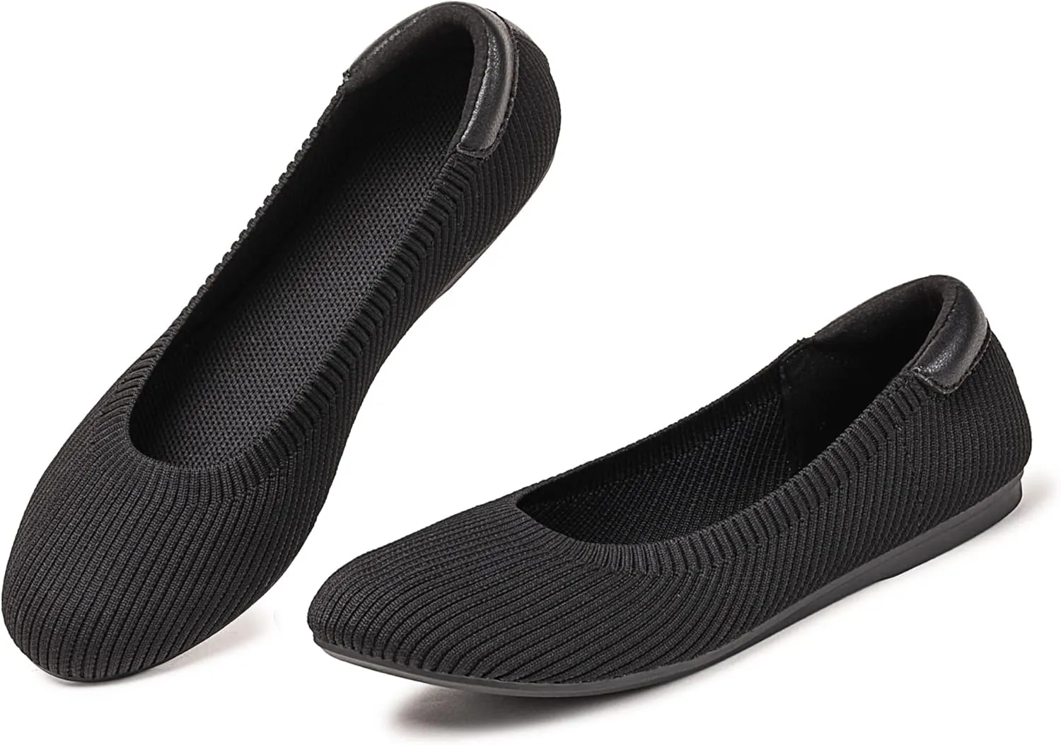 Frank Mully Women’s Ballet Flat Shoes Knit Dress Shoes Round Toe Slip On Ballerina Walking Flats Shoes for Woman Low Wedge Comfort Soft