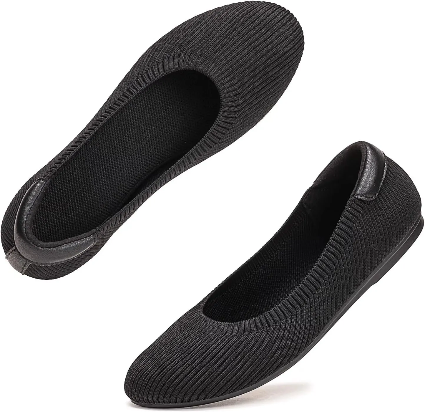 Frank Mully Women’s Ballet Flat Shoes Knit Dress Shoes Round Toe Slip On Ballerina Walking Flats Shoes for Woman Low Wedge Comfort Soft