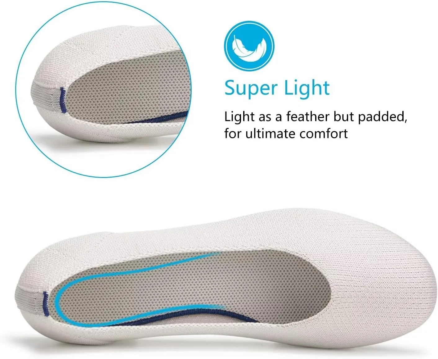 Frank Mully Women’s Ballet Flat Shoes Knit Dress Shoes Round Toe Slip On Ballerina Walking Flats Shoes for Woman Low Wedge Comfort Soft