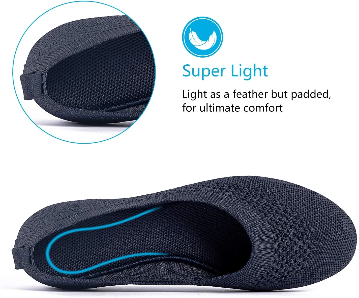 Frank Mully Women’s Ballet Flat Shoes Knit Dress Shoes Round Toe Slip On Ballerina Walking Flats Shoes for Woman Low Wedge Comfort Soft
