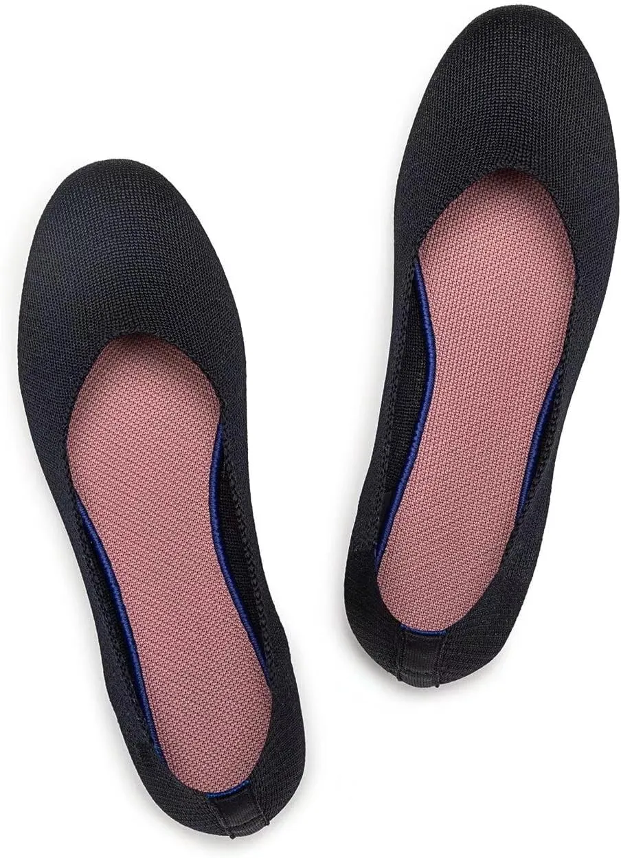 Frank Mully Women’s Ballet Flat Shoes Knit Dress Shoes Round Toe Slip On Ballerina Walking Flats Shoes for Woman Low Wedge Comfort Soft