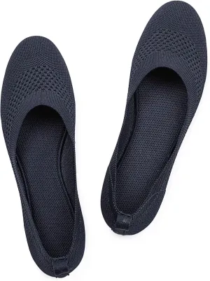 Frank Mully Women’s Ballet Flat Shoes Knit Dress Shoes Round Toe Slip On Ballerina Walking Flats Shoes for Woman Low Wedge Comfort Soft