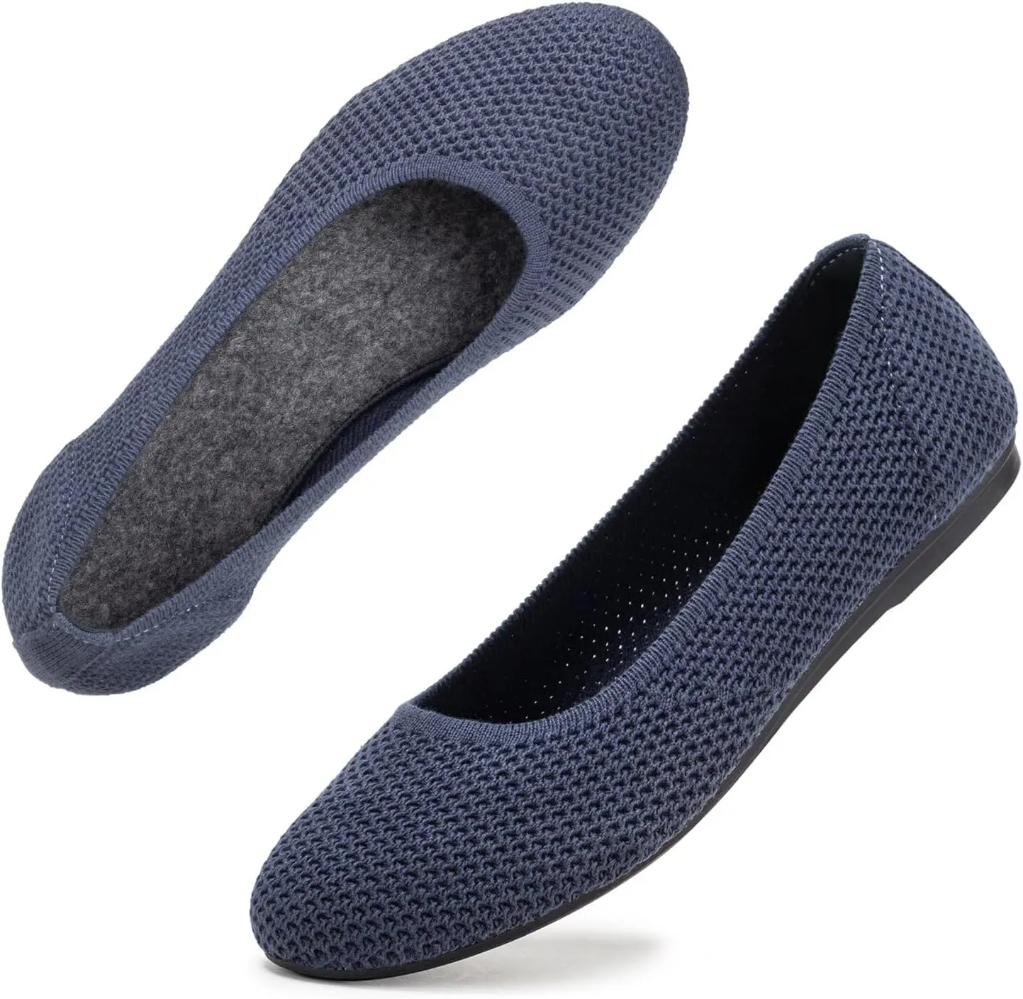 Frank Mully Women’s Ballet Flat Shoes Knit Dress Shoes Round Toe Slip On Ballerina Walking Flats Shoes for Woman Low Wedge Comfort Soft