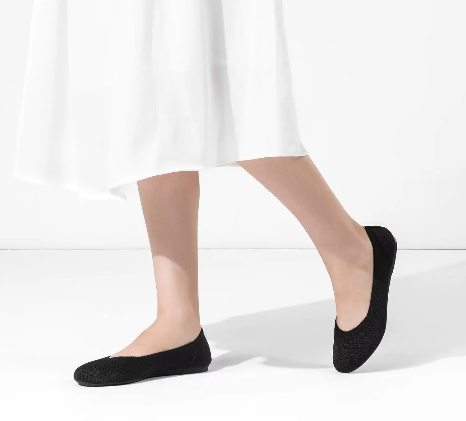 Frank Mully Women’s Ballet Flat Shoes Knit Dress Shoes Round Toe Slip On Ballerina Walking Flats Shoes for Woman Low Wedge Comfort Soft